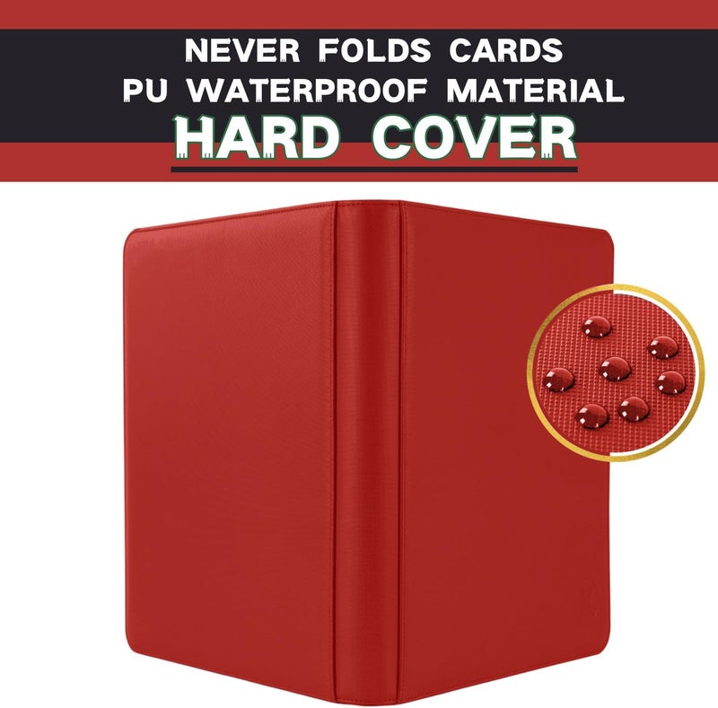 KUOOKING Toploader Binder, Holds 128+ Toploaders, 4 Pocket Top Loader Card Storage Case, Double-Sided Pockets for trading card in 3 x 4'' Toploaders（Red） - Image 3